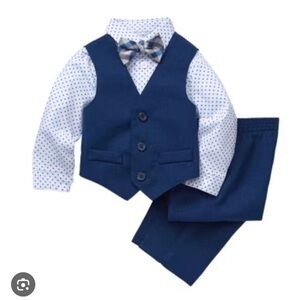 Van Heusen Blue Kids Vest and Bow Tie Set